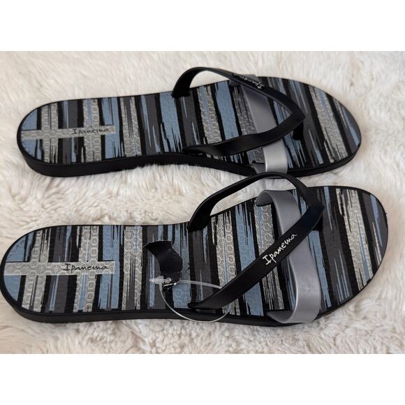 New Ipanema Women's Black/Gray Kirei Silk IV Flip-Flop Sandal Size 10 - Picture 8 of 9